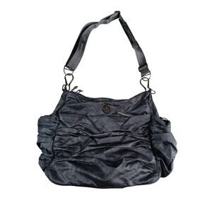 Vintage Lululemon Hot Yoga Hobo Bag Black Gray Gym Tote Diaper Travel Carry On